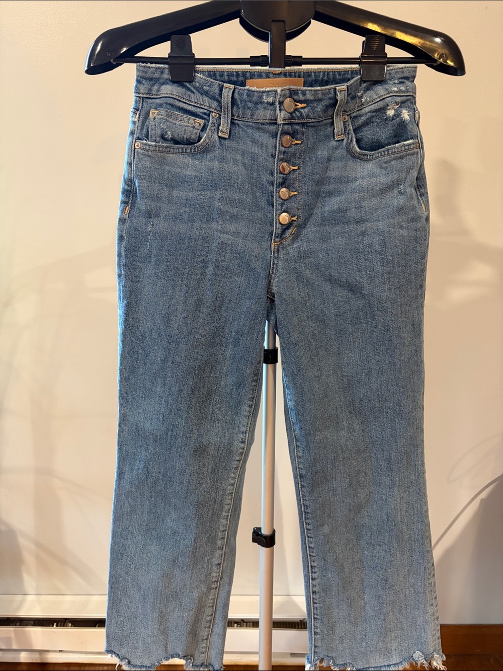 Joe's Jeans Medium Blue High-Rise Button-Fly Straight Jeans